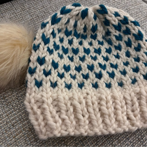 Handmade Knitted Toddler Hats removable faux fur Pom poms - Picture 3 of 7